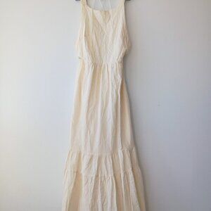 Zara Cream Maxi Dress XS | Open Back Strappy Tiered Summer Dress